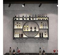 WXHJM Estante de Vino de Metal Moderno para Montar en la Pared, Estante Flotante para Bar, Expositor de Hierro con estantes para el hogar, Restaurante y Bar. Black,140cm