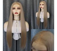 WXHWCX Peluca de cabello sintético largo y lacio #103 con encaje frontal para mujer, lacio, sin pegamento, fibra resistente al calor, línea capilar natural, peluca para cosplay, uso diario, fiesta