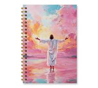 Wxiben Cuaderno de espiral de Jesucristo - Cuaderno de Jesús caminando sobre el agua, diario cristiano, religioso, tapa dura, cuaderno en espiral, regalo para mujeres, iglesia, oficina, suministros de