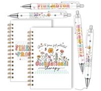 Wxiben Regalos de terapia ocupacional para mujeres - 6 cuadernos en espiral OT con bolígrafos de flores, terapeutas ocupacionales, regalos de agradecimiento para terapeutas de psicología, estudiantes