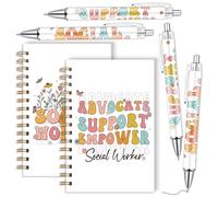 Wxiben Regalos para trabajadoras sociales para mujeres, 6 cuadernos de trabajo social en espiral con bolígrafos florales, regalos de graduación para compañeros de trabajo, decoración de oficina