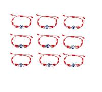 Wxinsheng 9 Pcs Evil Eye Pulsera de la Amistad, Amuleto Protector Contra el Mal de Ojo, Buena Suerte Ajustable con Nudos en Rojo - Regalo Espiritual para Mujeres, Hombres y Niños