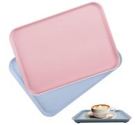 Wxinsheng Bandeja de Plástico,2 Piezas Bandejas Rectangulares Apilables y Reutilizables,Comida Bandeja Rectangular,para Servir Comida,Desayuno o Café Restaurante u Hotel(22x30,5 cm)