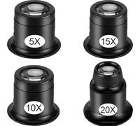 Wxinsheng Lupa de Joyero Profesional,Juego de 4 Lupas Monoculares 5X 10X 15X 20X,Lente de Relojero para Reparación de Relojes,Lectura,Sellos,Joyería y Artesanía