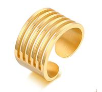 WXKAGF Anillo Abierto de 12mm de Ancho para Mujer, Alianza Hueca Dorada Hecha de Acero Inoxidable para Mujer, joyería Minimalista de Metal de Punk Chic