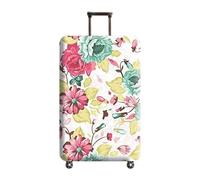 wxlmom Funda Maleta Grande Flores Rojas Y Verdes De Viaje Suave De Anti-Polvo Fundas para Maletas,3D Elástica Luggage Cover con Cremallera,Equipaje De Viaje Cubierta(L)