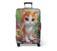 wxlmom Funda Maleta Grande Gato Blanca Amarillo De Viaje Suave De Anti-Polvo Fundas para Maletas,3D Elástica Luggage Cover con Cremallera,Equipaje De Viaje Cubierta