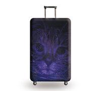 wxlmom Funda Maleta Grande Gato Negro Y Morado De Viaje Suave De Anti-Polvo Fundas para Maletas,3D Elástica Luggage Cover con Cremallera,Equipaje De Viaje Cubierta(L)
