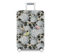 wxlmom Funda Maleta Hojas De Flores Grises De Viaje Suave De Anti-Polvo Fundas para Maletas,3D Elástica Luggage Cover con Cremallera,Equipaje De Viaje Cubierta(M)