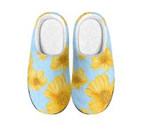 wxlmom Pantuflas Mujer Flor Amarilla Invierno Pantuflas De Peluche Para Mujer,Cómodas Cálidas, Exteriores Suela Goma Antideslizante,Interior Y Exterior Para Zapatillas De Casa Mujer