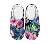 wxlmom Pantuflas Mujer Flores Rosadas Y Rojas Zapatillas De Estar Por Casa Hombre Y Mujer,Pantuflas Hombre Ligero Antideslizantes,Zapatillas Suave Cómodo Para Interior Y Exterior