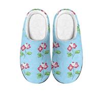 wxlmom Zapatillas Casa Hombre Flores Rosadas Y Blancas Invierno Pantuflas De Peluche Para Mujer,Cómodas Cálidas, Exteriores Suela Goma Antideslizante,Interior Y Exterior Para Zapatillas De Casa Mujer