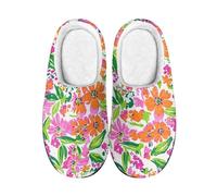 wxlmom Zapatillas Casa Hombre Plantas Rosadas Invierno Pantuflas De Peluche Para Mujer,Cómodas Cálidas, Exteriores Suela Goma Antideslizante,Interior Y Exterior Para Zapatillas De Casa Mujer