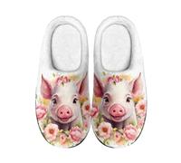 wxlmom Zapatillas Casa Mujer Cerdo Rosado Zapatillas De Estar Por Casa Hombre Invierno Algodón Pantuflas Cómodo Suave,Antideslizante,Ligero Calientito Pantuflas Mujer,Interior Aire Libre