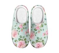 wxlmom Zapatillas Casa Mujer Flores Rosadas Zapatillas De Estar Por Casa Hombre Invierno Algodón Pantuflas Cómodo Suave,Antideslizante,Ligero Calientito Pantuflas Mujer,Interior Aire Libre