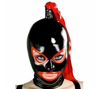 WXLPCGO Capucha de LáTex Abierta Ojos y Boca para El Pelo Roja para NiñA MáScara de Goma con Cremallera Trasera Cosplay Club(Size:XS-60CM)