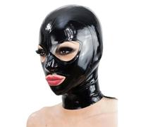 WXLPCGO Látex Cabeza Cubrir Abierta Ojos y Boca Capucha de Goma para Cosplay Fiesta Ropa de Club Señoras Látex Negro Máscara(Size:S-63CM)