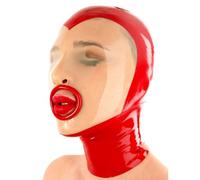 WXLPCGO Látex Cabeza Cubrir Abrir Los la BOC Látex Máscara de Cabeza Capucha de Goma Cremallera Trasera para Cosplay Unisex(Size:L-68CM)