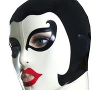 WXLPCGO Látex Cabeza Cubrir Abrir Los Ojos Capucha Completa Látex con Cremallera Trasera Adecuado Disfraces de Discoteca(Size:S-63CM)