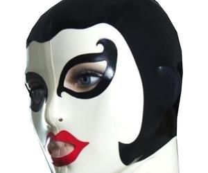 WXLPCGO Látex Cabeza Cubrir Abrir Los Ojos Capucha Completa Látex con Cremallera Trasera Adecuado Disfraces de Discoteca(Size:S-63CM)