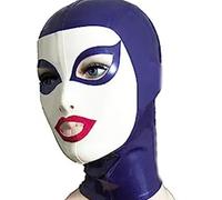WXLPCGO Látex Cabeza Cubrir Capucha de Goma Abierta Ojos y Boca para Cosplay Fiesta Ropa de Club Látex Natural Hecho a Mano(Size:L-68CM)