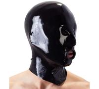 WXLPCGO Látex Cabeza Cubrir Capucha de Goma Látex Natural Hecho a Mano Expuesto Boca con Cremallera Trasera para Cosplay Fiesta(Size:L-68CM)