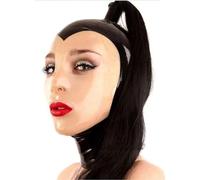 WXLPCGO LáTex Cabeza Cubrir con Peluca LáTex MáScara de Cabeza Capucha de Goma Cremallera Trasera Hecho A Mano para Fiesta(Size:XXL-73CM)