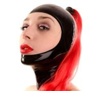 WXLPCGO LáTex Cabeza Cubrir con Peluca Roja LáTex MáScara de Cabeza Capucha de Goma Cremallera TraseraLátex Natural para Cosplay(Size:XL-70CM)