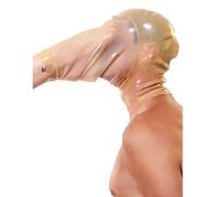 WXLPCGO LáTex Cabeza Cubrir Envuelve Tus Pies LáTex MáScara de Cabeza Capucha de Goma Cremallera Trasera para Fiesta Ropa Club(Size:L-68CM)