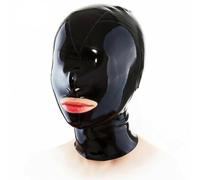 WXLPCGO LáTex Cabeza Cubrir LáTex MáScara de Cabeza Capucha de Goma Cremallera Trasera Muestra tu Boca Hecho A Mano para Unisex(Size:XS-60CM)