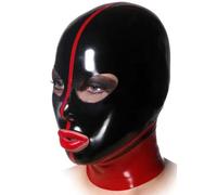 WXLPCGO Látex Cabeza Cubrir Líneas rojas Látex Máscara de Cabeza Capucha de Goma Máscara de Fiesta Latexmask para Cosplay Fiesta(Size:XXL-73CM)