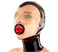 WXLPCGO Látex Cabeza Cubrir Máscara de Látex Negra Hombres Máscara Caucho Natural Disfraces Novedosos Goma para Mascarada Club(Size:XL-70CM)