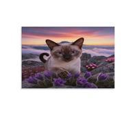 WXLWHR Cuadro En Lienzo Gato Siamés Lienzos Decorativos Mar de Nubes Cuadros Decoracion Modernos Para Cualquier Estancia Del Hogar Regalos Originales 16x24inch(40x60cm)