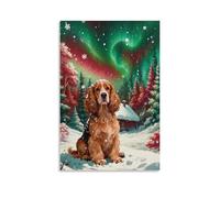 WXLWHR Cuadro Sobre Lienzo English Cocker Spaniel Lienzos Decorativos Aurora Bosque Cuadro Moderno Para Sala De Estar, Dormitorio Regalo 12x18inch(30x45cm)