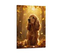WXLWHR Cuadro Sobre Lienzo English Cocker Spaniel Lienzos Decorativos Hojas Amarillas Cuadros Decoracion Modernos Para Dormitorio Salón Vestíbulo Regalos Originales 12x18inch(30x45cm)