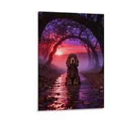 WXLWHR Cuadro Sobre Lienzo English Cocker Spaniel Lienzos Decorativos Sendero al Atardecer Cuadro Moderno Para Dormitorio Salón Vestíbulo Regalos Originales 12x18inch(30x45cm)