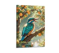 WXLWHR Cuadro Sobre Lienzo Martín Pescador Lienzos Decorativos Naranjo Cuadro Moderno Para Dormitorio Salón Vestíbulo Regalos Originales 12x18inch(30x45cm)