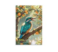 WXLWHR Cuadro Sobre Lienzo Martín Pescador Lienzos Decorativos Naranjo Cuadros Decoracion Modernos Para Dormitorio Sala De Yoga Regalos Originales 12x18inch(30x45cm)