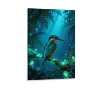 WXLWHR Cuadro Sobre Lienzo Martín Pescador Lienzos Decorativos Ramas del Bosque Cuadro Moderno Para Sala De Estar Hogar Oficina Regalos Originales 16x24inch(40x60cm)