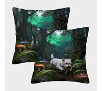 WXLWHR Funda De Cojín con West Highland White Terrier Juego De 2, Poliéster Microfibra Suave Funda De Almohada Selva Tropical Modernas Decorativas para Sillón, Sala De Estar 50x50cm