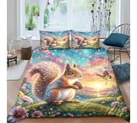 WXLWHR Funda Nórdica Ardilla Microfibra Juego De Funda De Edredón Ardilla Crepúsculo con Cremallera Y Fundas De Almohada para Niños Y Niñas, King（220x240cm）
