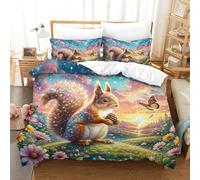 WXLWHR Funda Nórdica Ardilla Microfibra Juego De Funda De Edredón Ardilla Crepúsculo con Cremallera Y Fundas Almohada para Niños Y Niñas, Super King（260x220cm）