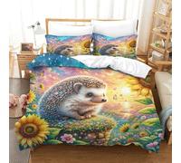 WXLWHR Funda Nórdica Erizo Microfibra Juego De Funda De Edredón con Motivo Erizo Crepúsculo con Cremallera Y Fundas Almohada para Adultos Adolescentes Super King（260x220cm）
