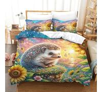 WXLWHR Funda Nórdica Erizo Microfibra Juego De Funda De Edredón con Motivo Erizo Crepúsculo con Cremallera Y Fundas De Almohada para Niños Y Niñas, Single（140x200cm）