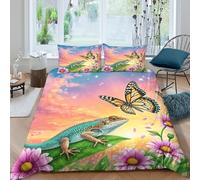 WXLWHR Funda Nórdica Lagarto Microfibra Juego De Funda De Edredón Lagarto Crepúsculo con Cremallera Y Fundas Almohada para Adolescentes/niñas Double（200x200cm）
