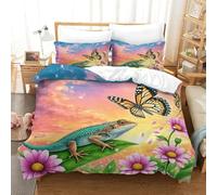 WXLWHR Funda Nórdica Lagarto Microfibra Juego De Funda De Edredón Lagarto Crepúsculo con Cremallera Y Fundas De Almohada para Adultos Adolescentes Super King（260x220cm）