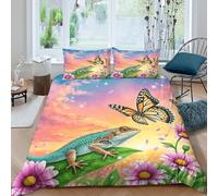 WXLWHR Funda Nórdica Lagarto Microfibra Juego De Funda De Edredón Patrón Lagarto Crepúsculo con Cremallera Y Fundas Almohada para Hombres Y Adultos, King（220x240cm）