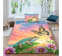 WXLWHR Funda Nórdica Lagarto Microfibra Juego De Funda De Edredón Patrón Lagarto Crepúsculo con Cremallera Y Fundas De Almohada para Adolescentes/niñas Single（135x200cm）