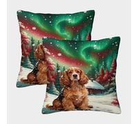 WXLWHR Fundas Cojines con English Cocker Spaniel Juego De 2, Microfibra Suave Funda De Almohada con Cremallera Oculta, Fundas Decorativas De Cojín para Sala De Estar Sofá Coche, 45x45cm