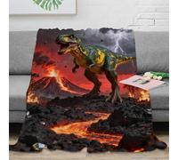 WXLWHR Manta De Felpa Dinosaurio, Manta De Lava Volcánica para Sofá Y Cama, Suave Y Esponjosa para Cama, Sofá, Sala De Estar, 50x60inch(127x152cm)